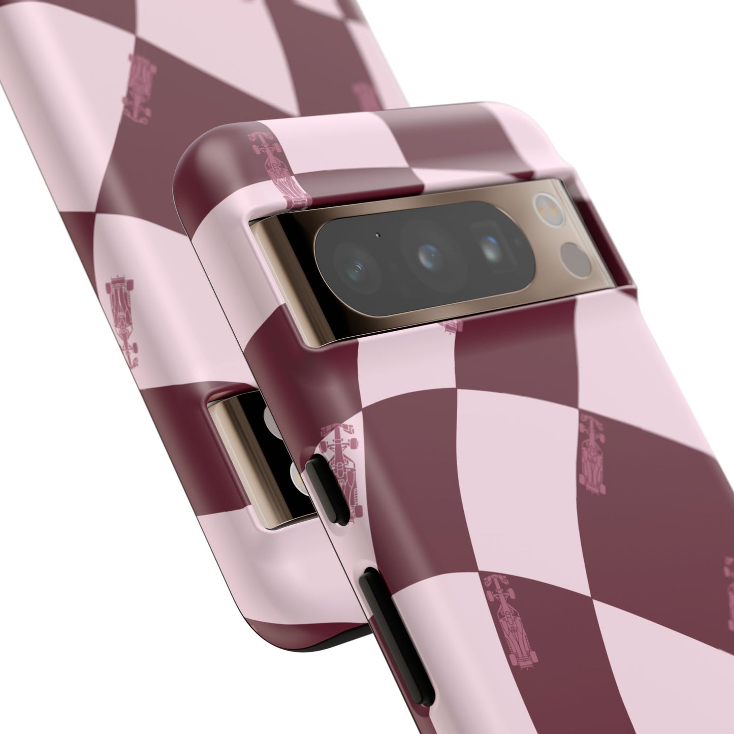 F1 Phone Case Pink Checkered Design, Trendy F1 Gift, Formula 1 Gift, Cute F1 Phone Case, Unique Formula One Phone Case