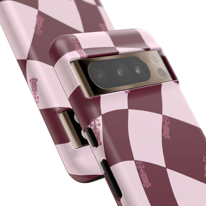 F1 Phone Case Pink Checkered Design, Trendy F1 Gift, Formula 1 Gift, Cute F1 Phone Case, Unique Formula One Phone Case