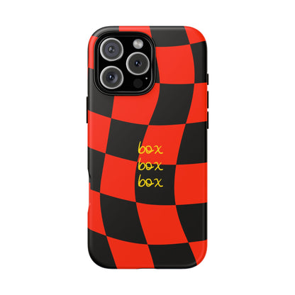 F1 Ferrari Black and Red Checkered Phone Case, Box Box Box F1 Phone Case