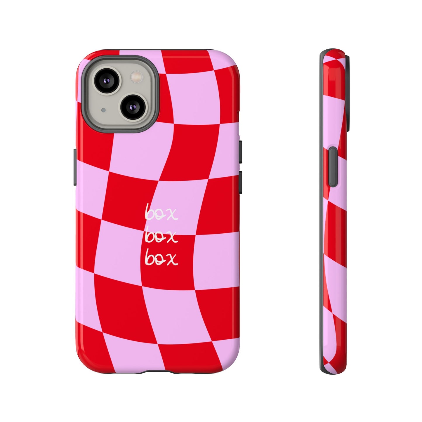 Pink and Red Checkered F1 Phone Case, Box Box Box F1 Phone Case