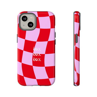 Pink and Red Checkered F1 Phone Case, Box Box Box F1 Phone Case