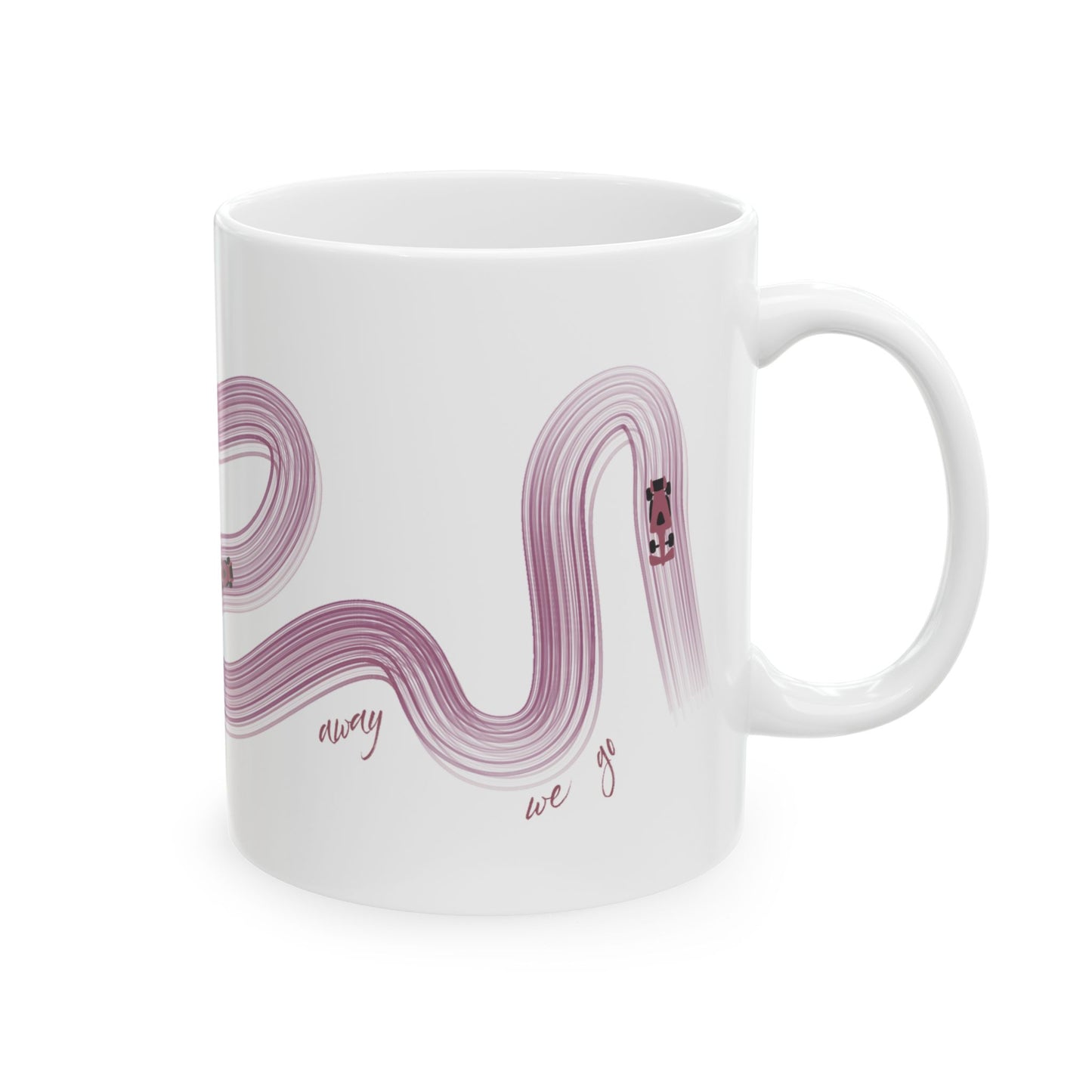 Purple Painted F1  It's Lights Out and Away We Go Mug, Unique Gift for Coffee Lovers, Whimsical Formula 1 Gift