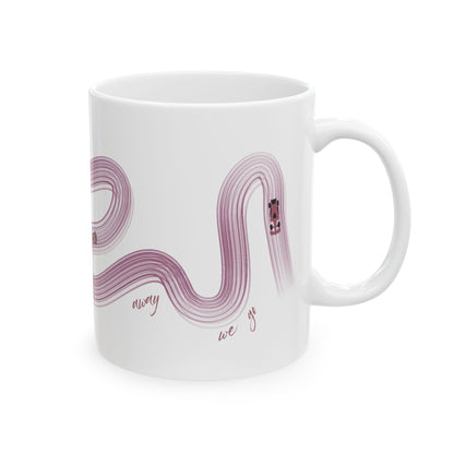Purple Painted F1  It's Lights Out and Away We Go Mug, Unique Gift for Coffee Lovers, Whimsical Formula 1 Gift