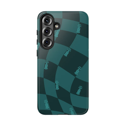 F1 Phone Case Teal Checkered Design, Trendy F1 Gift, Formula 1 Gift, Cute F1 Phone Case, Unique Formula One Phone Case