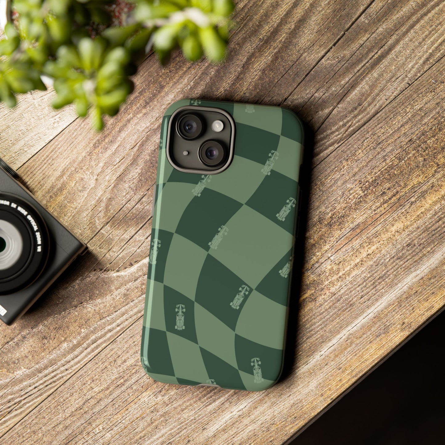 F1 Phone Case Green Checkerboard Design, Trendy F1 Gift, Formula 1 Gift, Cute F1 Phone Case, Unique Formula One Phone Case