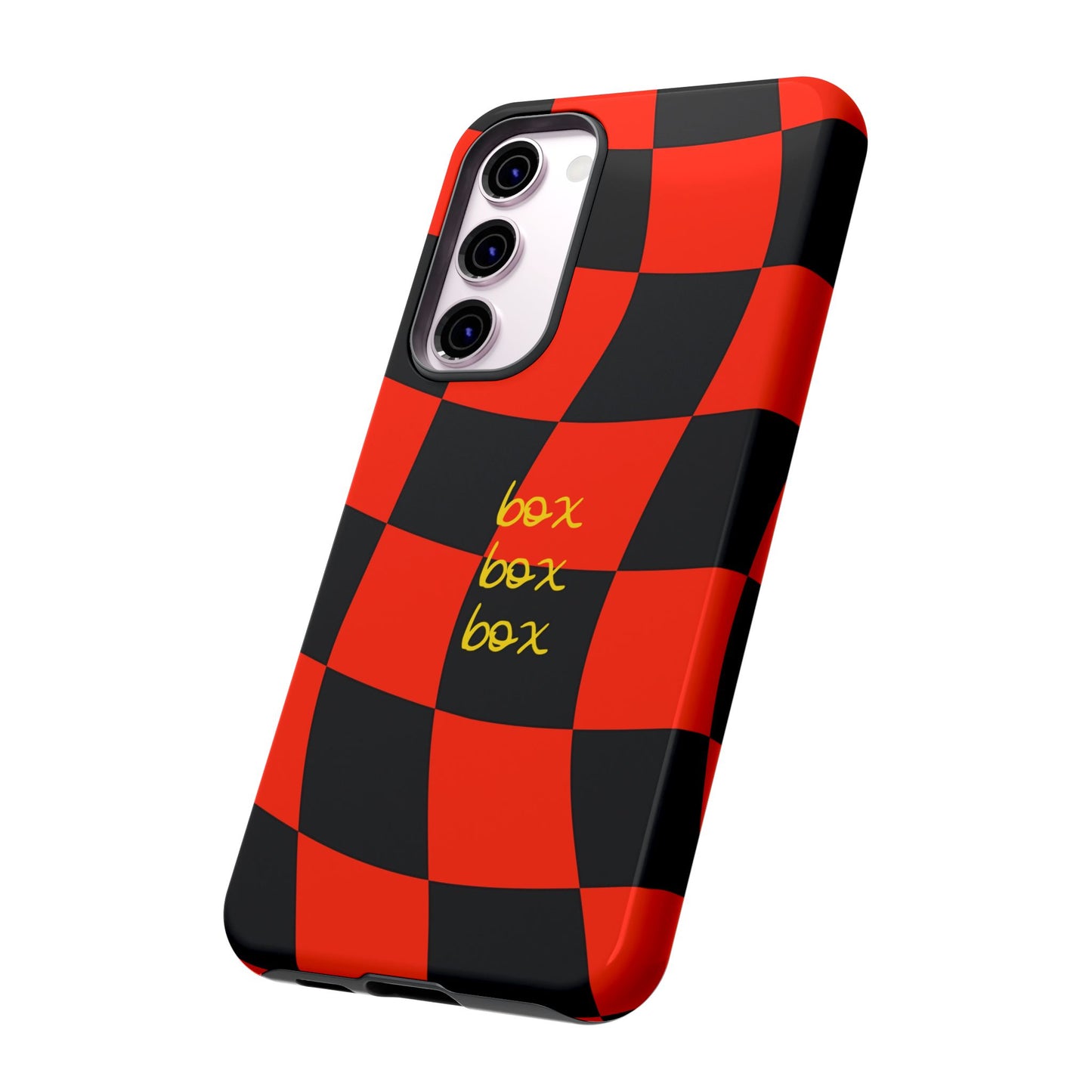 F1 Ferrari Black and Red Checkered Phone Case, Box Box Box F1 Phone Case