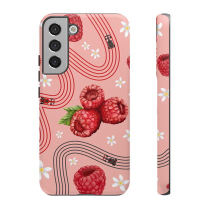 Red F1 Haas and Raspberries Phone Case, Trendy F1 Gift, Formula 1 Gift, Cute Fruit F1 Phone Case, Unique Phone Case