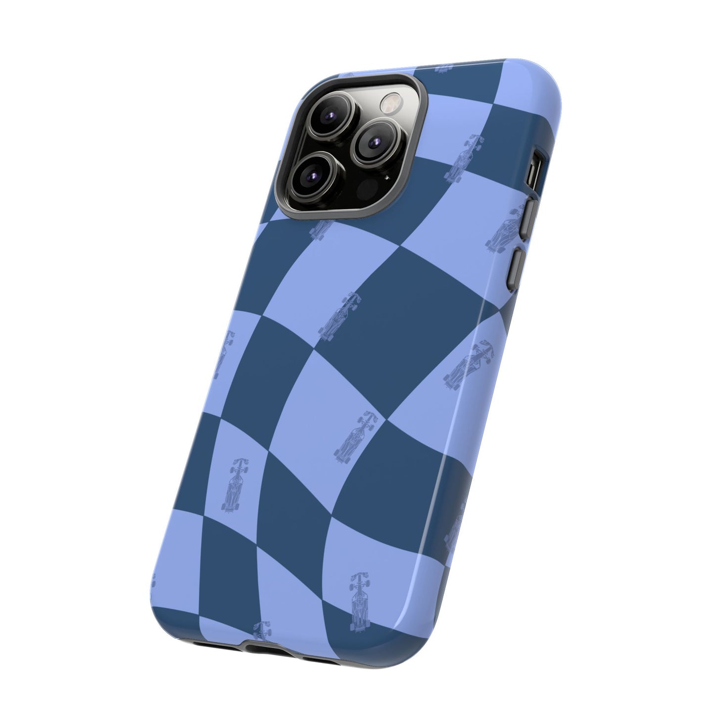 F1 Phone Case Blue Checkerboard Design, Trendy F1 Gift, Formula 1 Gift, Cute F1 Phone Case, Unique Formula One Phone Case