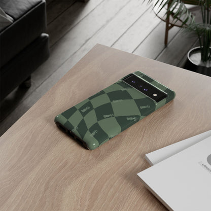 F1 Phone Case Green Checkerboard Design, Trendy F1 Gift, Formula 1 Gift, Cute F1 Phone Case, Unique Formula One Phone Case
