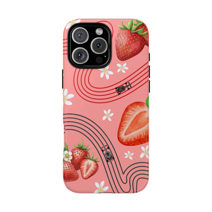 Red F1 Audi and Strawberries Phone Case, Trendy F1 Gift, Formula 1 Gift, Cute Fruit F1 Phone Case, Unique Phone Case