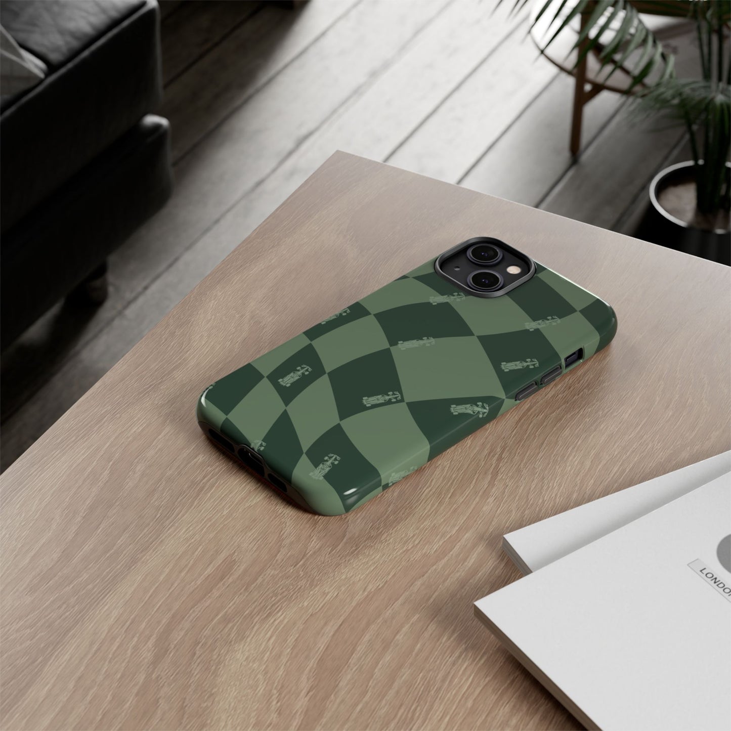 F1 Phone Case Green Checkerboard Design, Trendy F1 Gift, Formula 1 Gift, Cute F1 Phone Case, Unique Formula One Phone Case