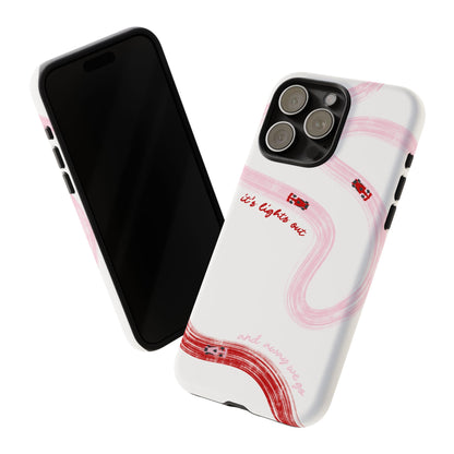 F1 Phone Case Pink and Red Painted "its lights out and away we go", Trendy F1 Gift, Formula 1 Gift, Cute F1 Phone Case, Unique Phone Case