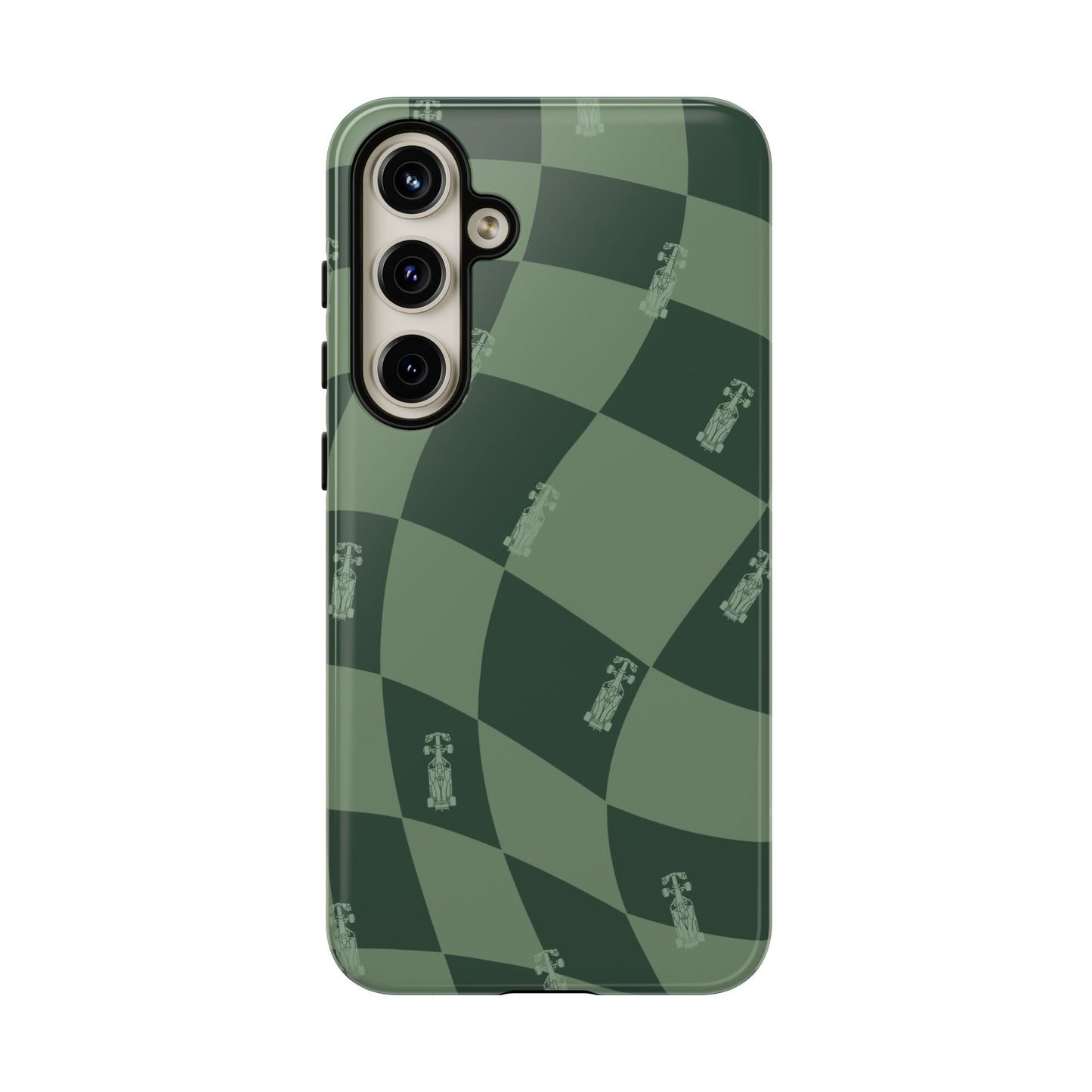 F1 Phone Case Green Checkerboard Design, Trendy F1 Gift, Formula 1 Gift, Cute F1 Phone Case, Unique Formula One Phone Case