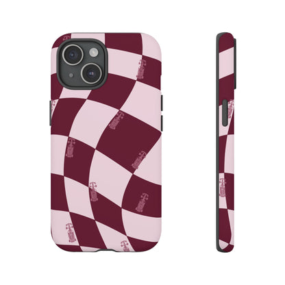 F1 Phone Case Pink Checkered Design, Trendy F1 Gift, Formula 1 Gift, Cute F1 Phone Case, Unique Formula One Phone Case