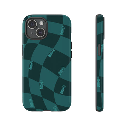 F1 Phone Case Teal Checkered Design, Trendy F1 Gift, Formula 1 Gift, Cute F1 Phone Case, Unique Formula One Phone Case