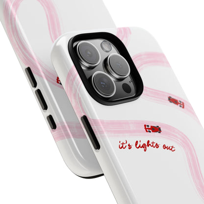 F1 Phone Case Pink and Red Painted "its lights out and away we go", Trendy F1 Gift, Formula 1 Gift, Cute F1 Phone Case, Unique Phone Case