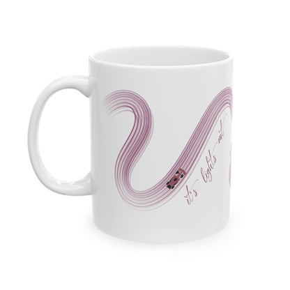 Purple Painted F1  It's Lights Out and Away We Go Mug, Unique Gift for Coffee Lovers, Whimsical Formula 1 Gift