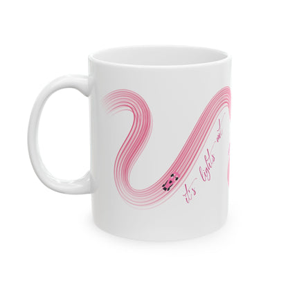 Pink Painted F1  It's Lights Out and Away We Go Mug, Unique Gift for Coffee Lovers, Whimsical Formula 1 Gift