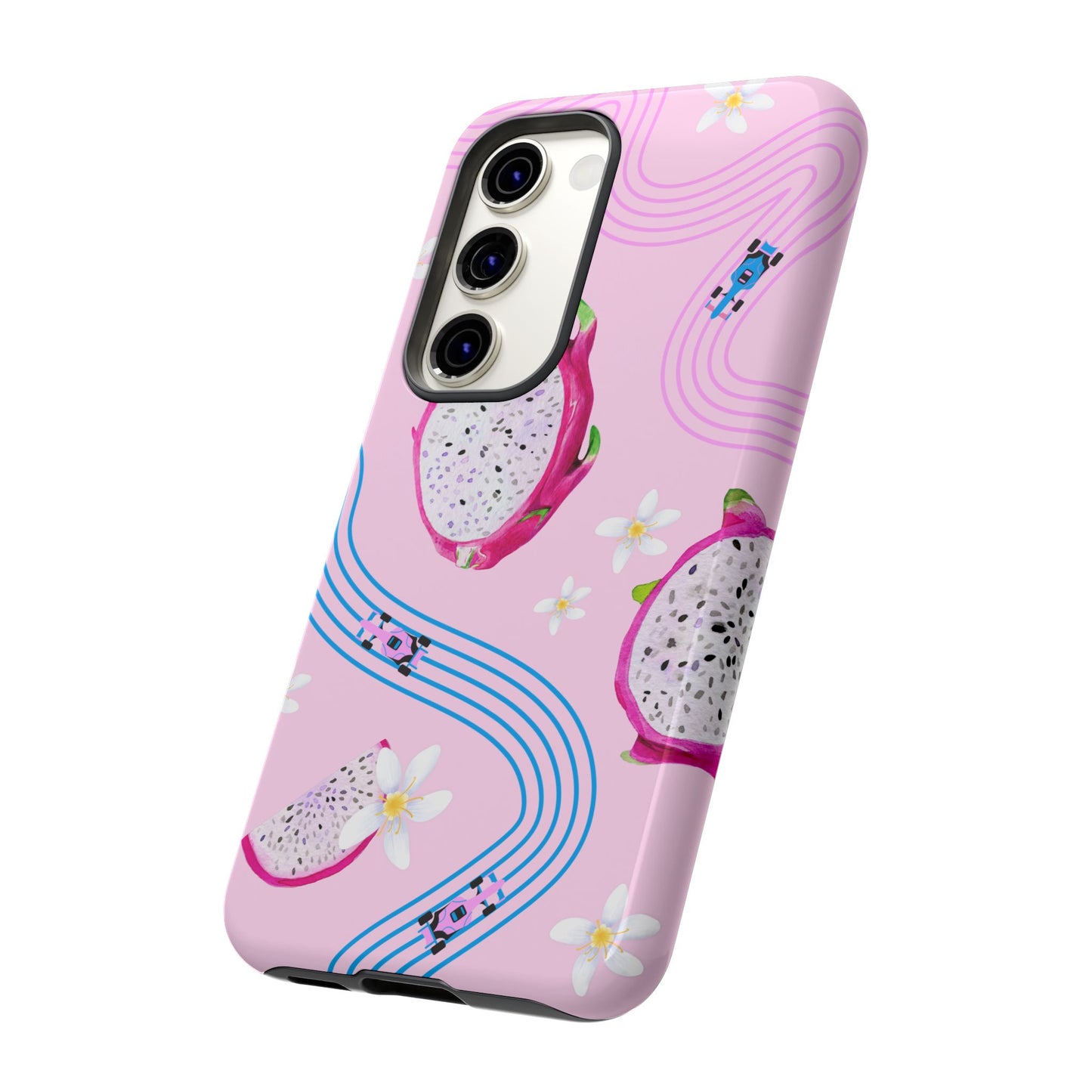 Pink F1 Alpine and Dragonfruit Phone Case, Trendy F1 Gift, Formula 1 Gift, Cute Fruit F1 Phone Case, Unique Phone Case