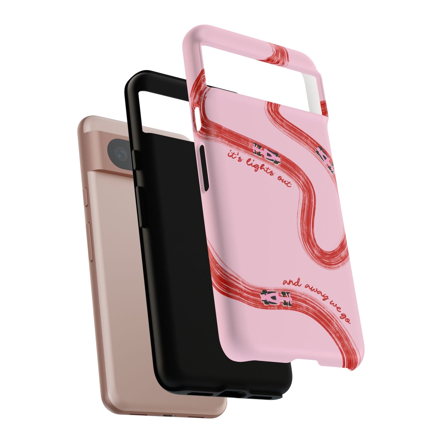 F1 Phone Case Pink and Red Painted "its lights out and away we go", Trendy F1 Gift, Formula 1 Gift, Cute F1 Phone Case, Unique Phone Case