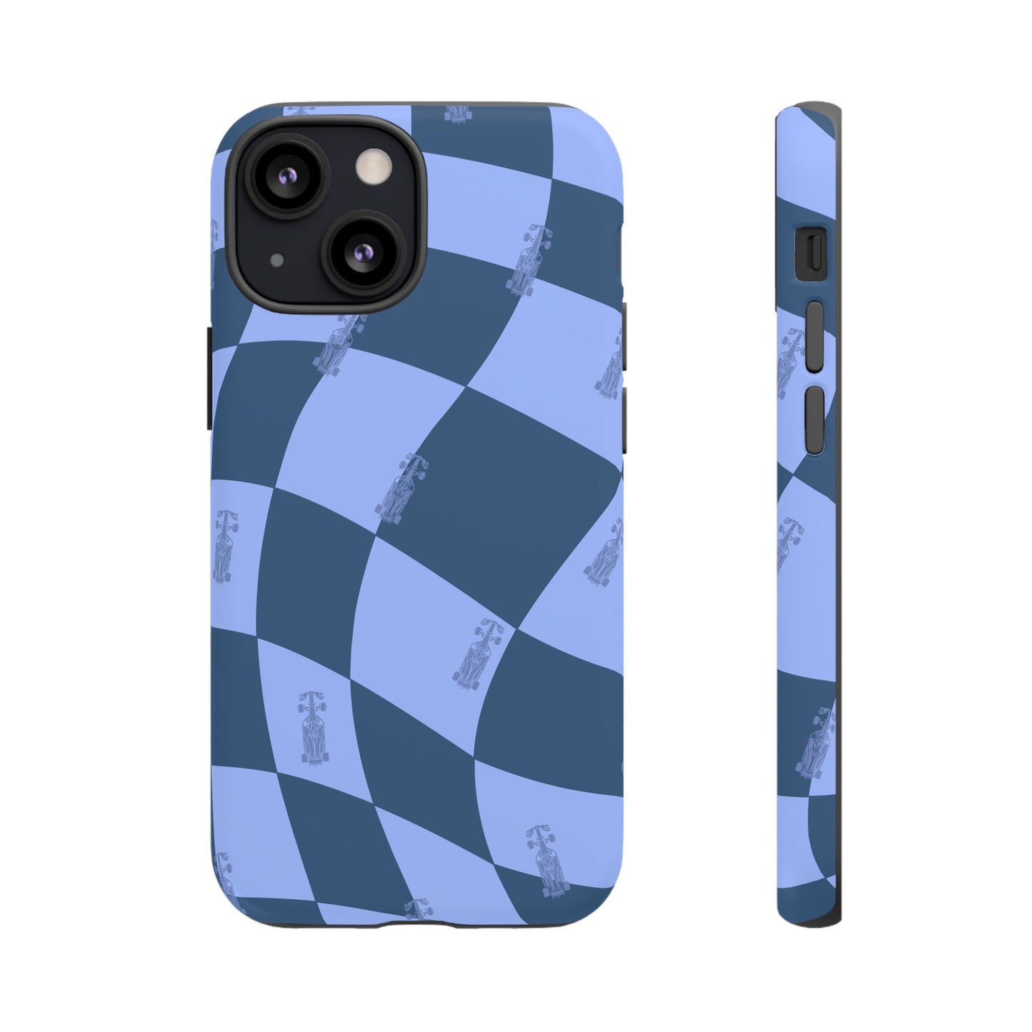 F1 Phone Case Blue Checkerboard Design, Trendy F1 Gift, Formula 1 Gift, Cute F1 Phone Case, Unique Formula One Phone Case