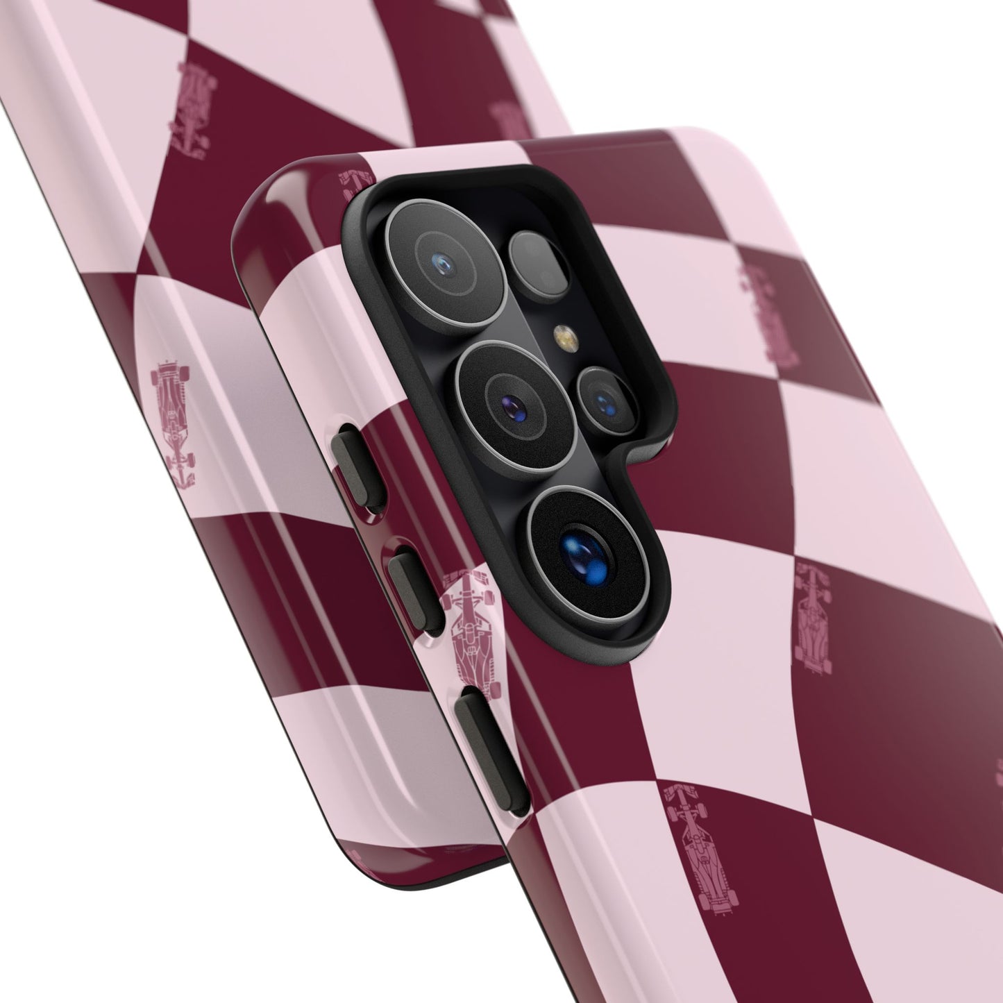 F1 Phone Case Pink Checkered Design, Trendy F1 Gift, Formula 1 Gift, Cute F1 Phone Case, Unique Formula One Phone Case
