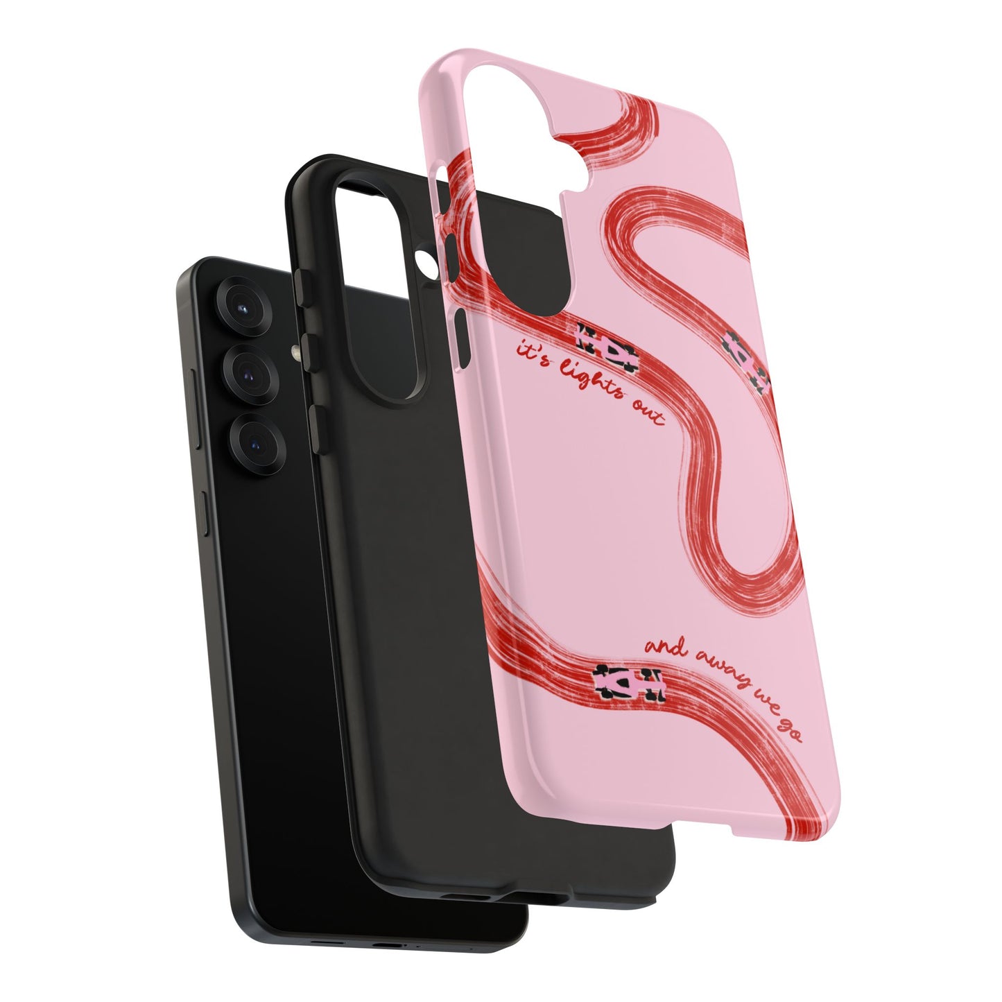 F1 Phone Case Pink and Red Painted "its lights out and away we go", Trendy F1 Gift, Formula 1 Gift, Cute F1 Phone Case, Unique Phone Case
