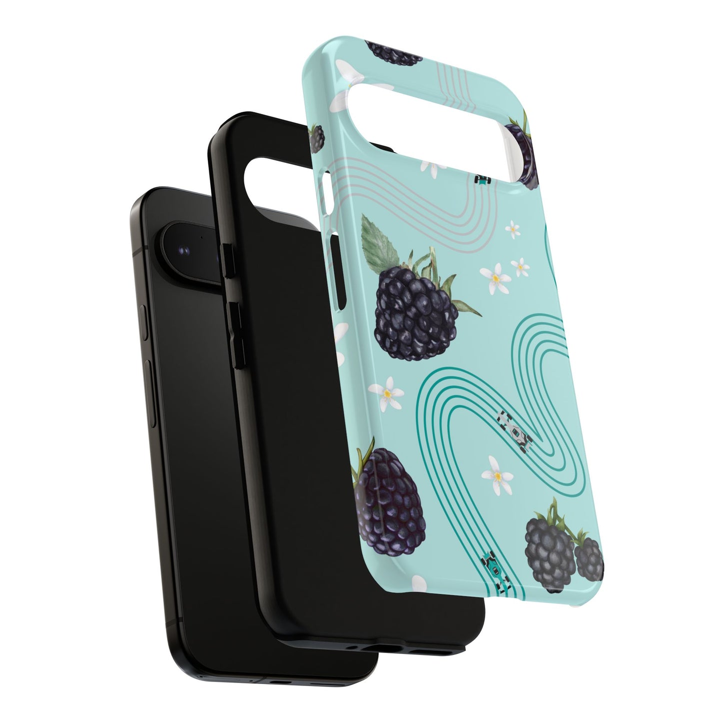 Teal F1 Mercedes and Blackberries Phone Case , Trendy F1 Gift, Formula 1 Gift, Cute Fruit F1 Phone Case, Unique Phone Case