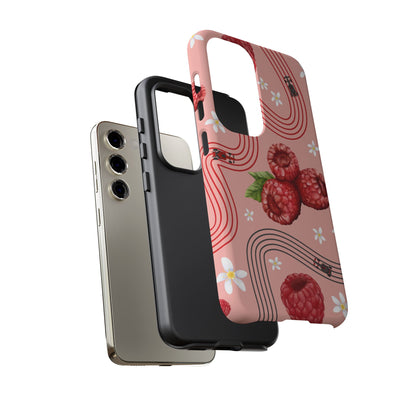 Red F1 Haas and Raspberries Phone Case, Trendy F1 Gift, Formula 1 Gift, Cute Fruit F1 Phone Case, Unique Phone Case