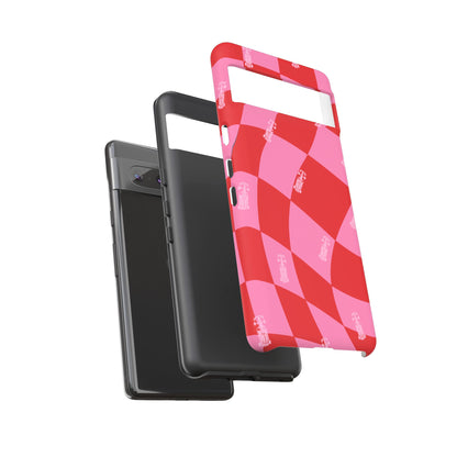 F1 Phone Case Pink and Red Checkerboard Design, Trendy F1 Gift, Girly Formula 1 Gift, Cute F1 Phone Case, Unique Formula One Phone Case