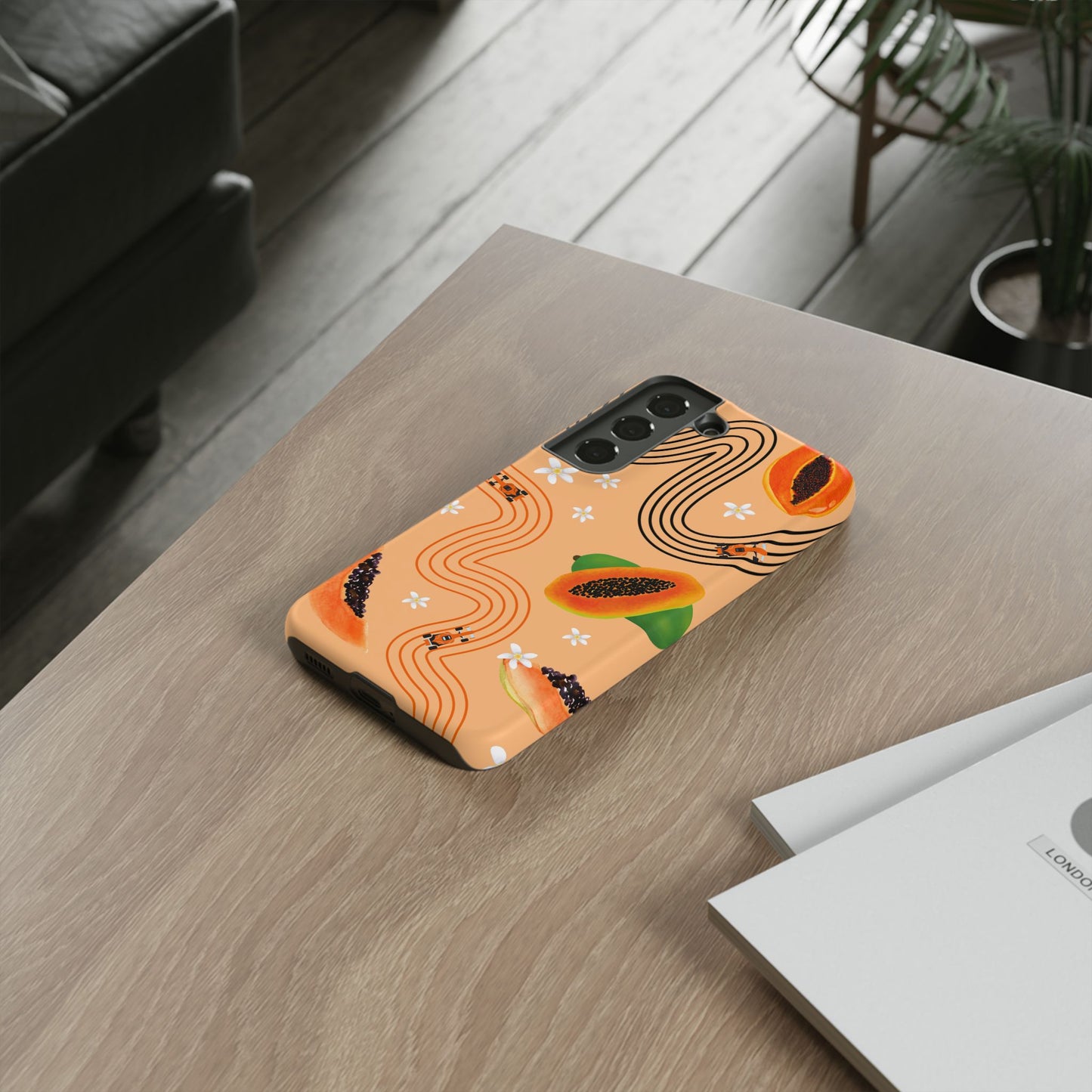 Orange F1 McLaren and Papaya Phone Case, Trendy F1 Gift, Formula 1 Gift, Cute Fruit F1 Phone Case, Unique Phone Case