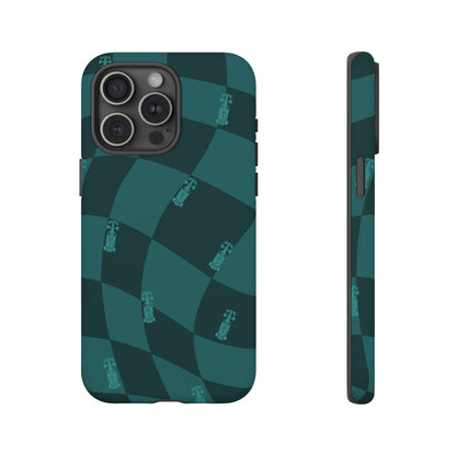 F1 Phone Case Teal Checkered Design, Trendy F1 Gift, Formula 1 Gift, Cute F1 Phone Case, Unique Formula One Phone Case