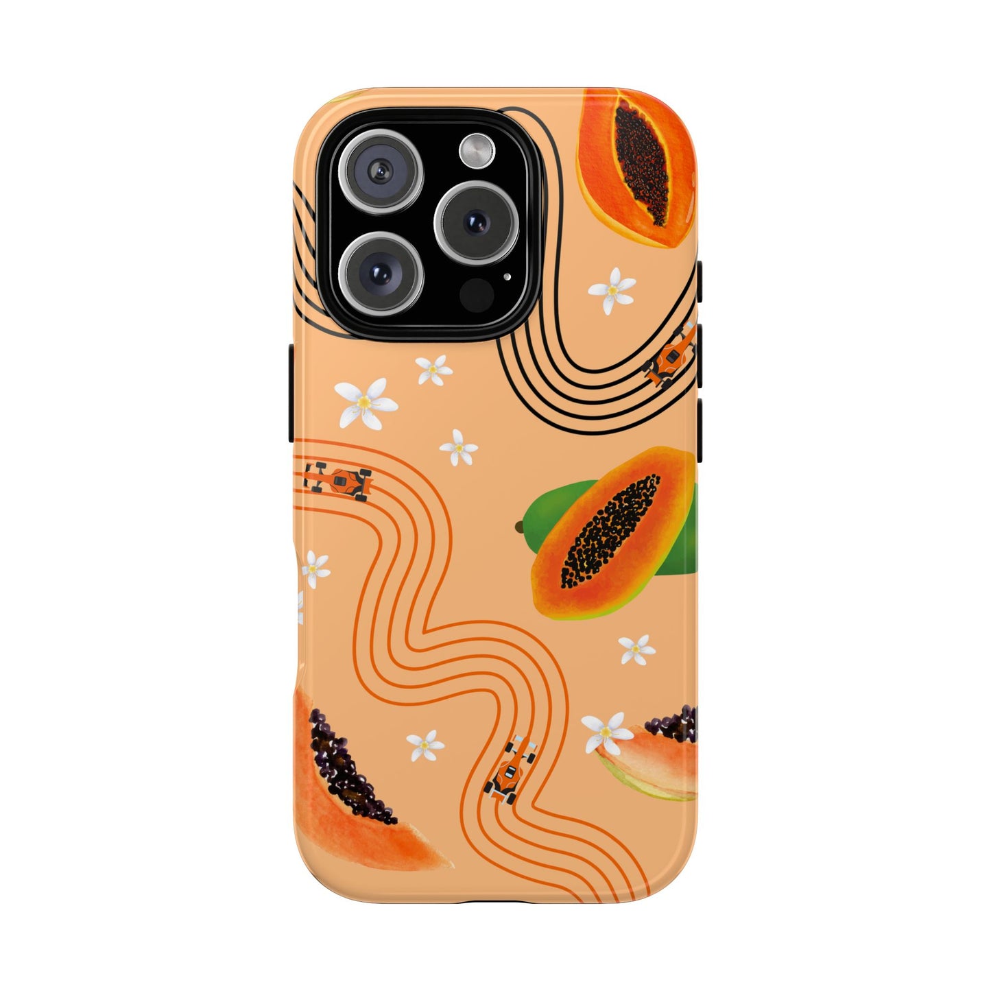 Orange F1 McLaren and Papaya Phone Case, Trendy F1 Gift, Formula 1 Gift, Cute Fruit F1 Phone Case, Unique Phone Case
