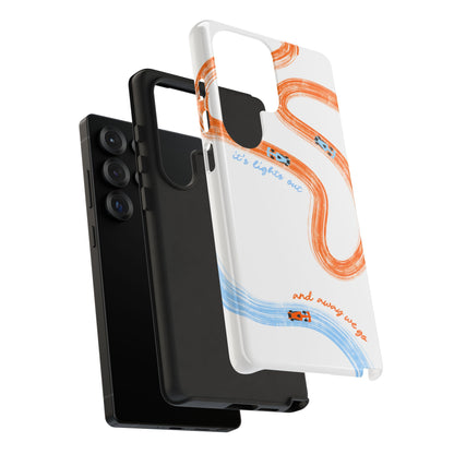 McLaren F1 Phone Case Orange and Blue Painted "its lights out and away we go", Trendy F1 Gift, Formula 1 Gift, Cute F1 Phone Case