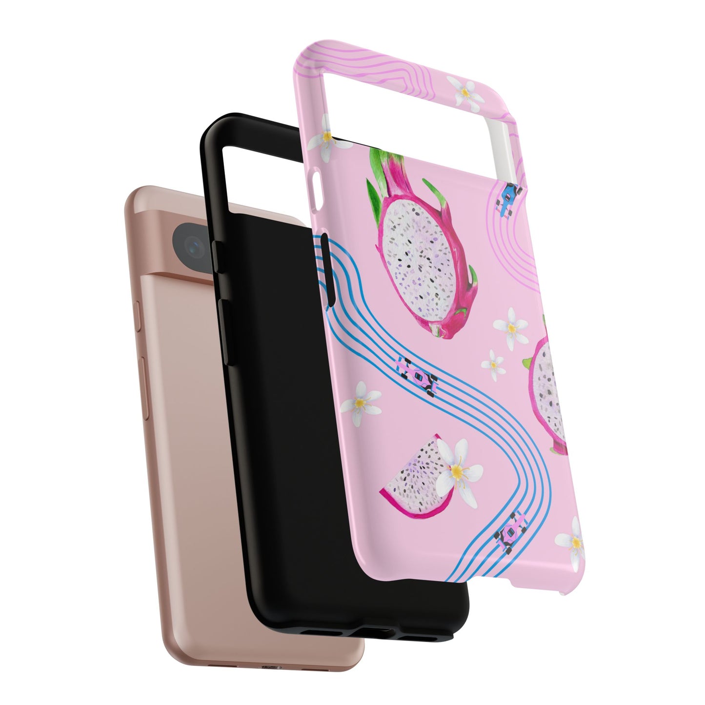 Pink F1 Alpine and Dragonfruit Phone Case, Trendy F1 Gift, Formula 1 Gift, Cute Fruit F1 Phone Case, Unique Phone Case