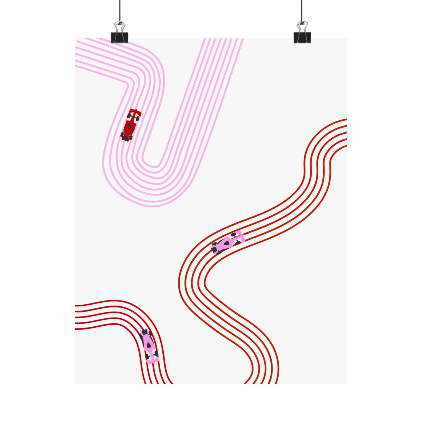 Pink and Red Abstract F1 Matte Vertical Poster | F1 Giclée Art Print (US SIZING)