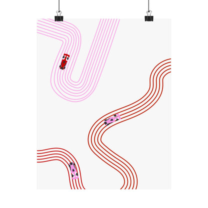 Pink and Red Abstract F1 Matte Vertical Poster | F1 Giclée Art Print (US SIZING)
