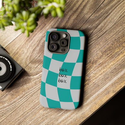 Mercedes Teal and Grey Checkered F1 Phone Case, Box Box Box F1 Phone Case