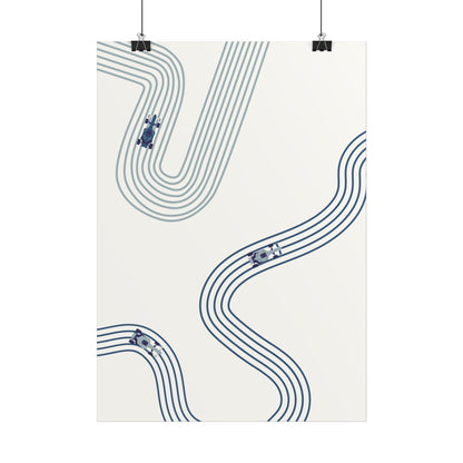 Abstract Blue F1 Giclée Print Poster | Minimalist F1 Art - EU SIZING (Physical Print)