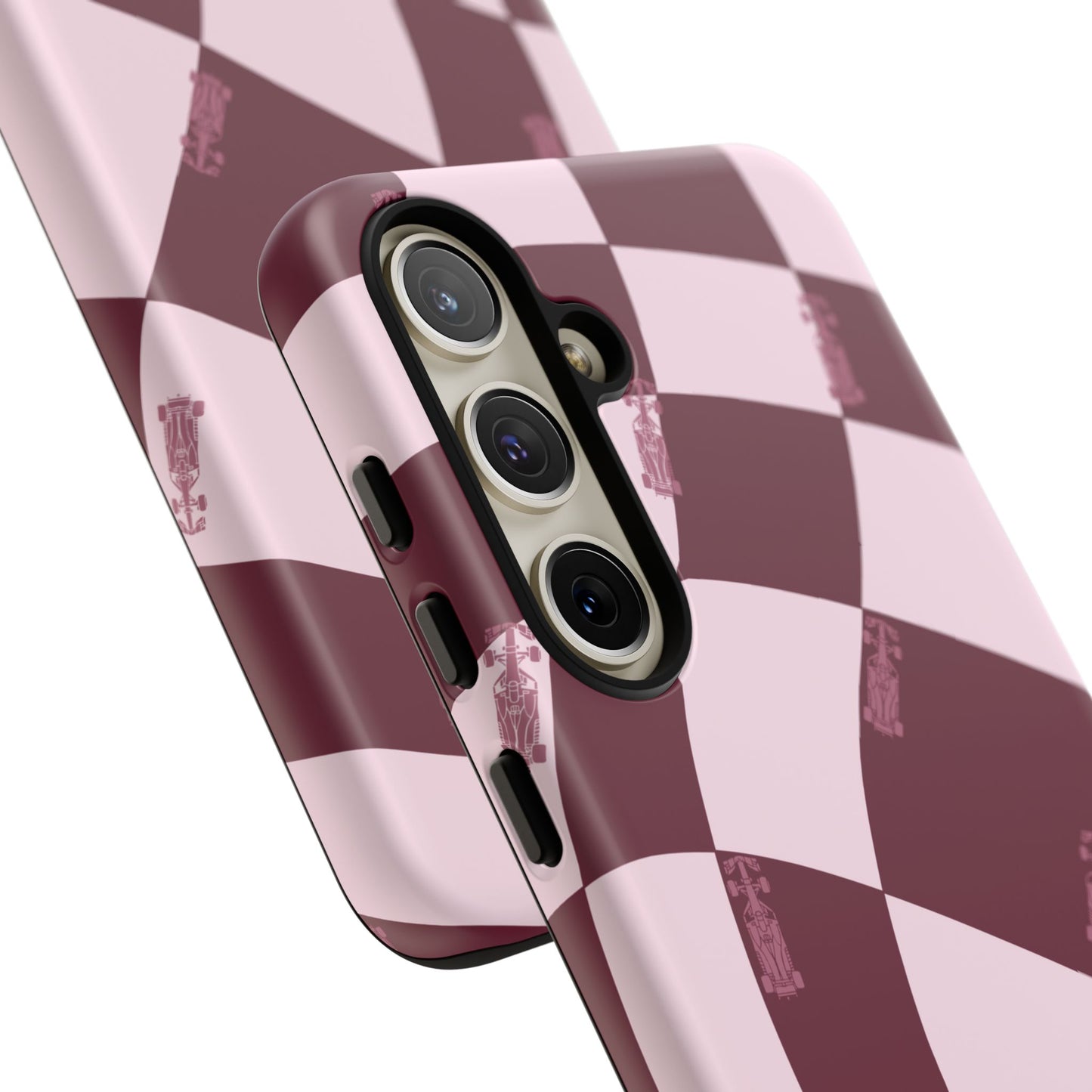 F1 Phone Case Pink Checkered Design, Trendy F1 Gift, Formula 1 Gift, Cute F1 Phone Case, Unique Formula One Phone Case