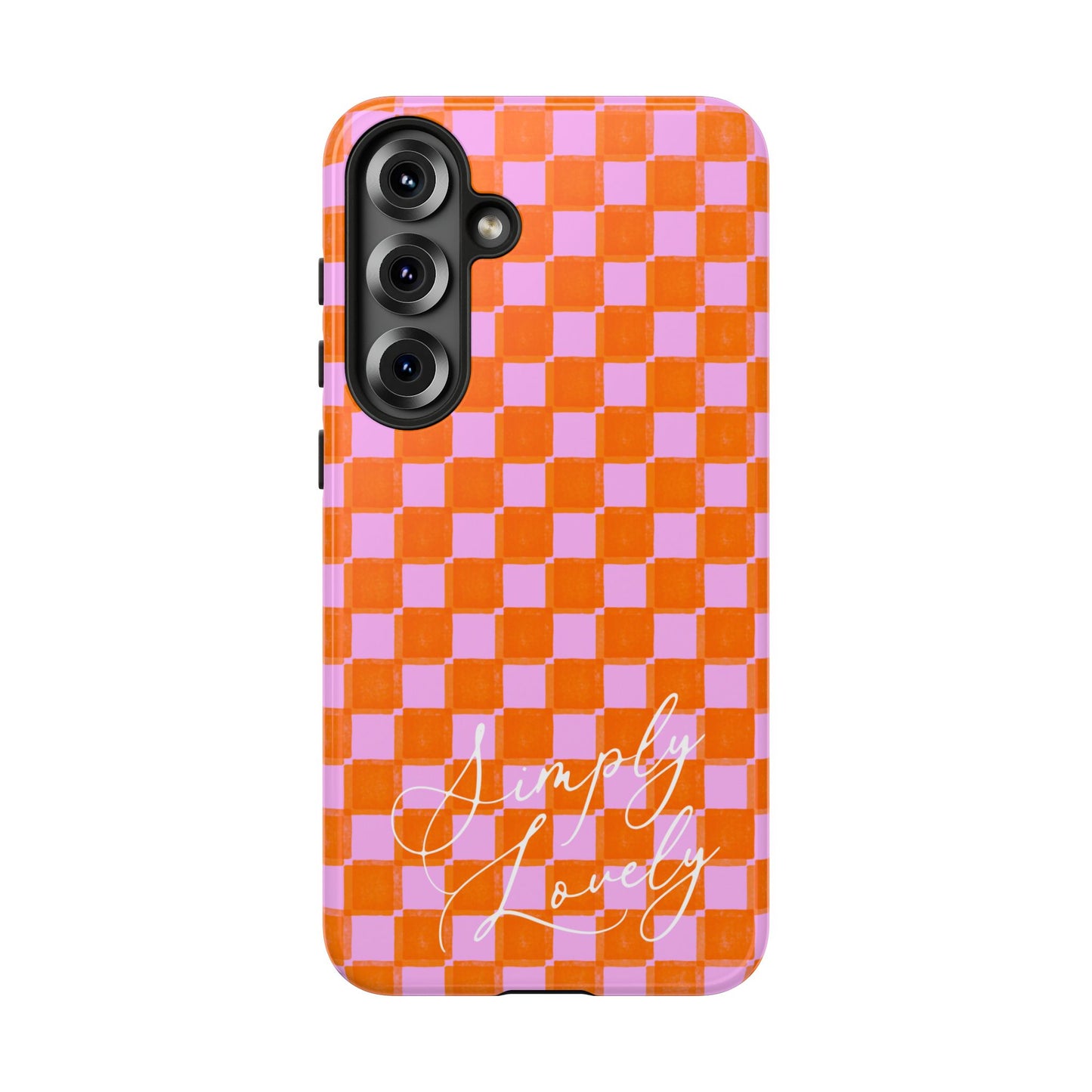 Simply Lovely Orange and Pink Checkered F1 Phone Case Design, Trendy F1 Gift, Formula 1 Gift, Cute F1 Phone Case