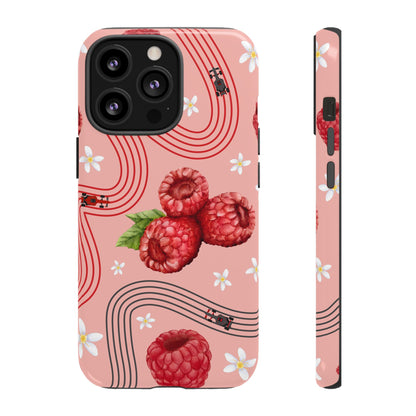 Red F1 Haas and Raspberries Phone Case, Trendy F1 Gift, Formula 1 Gift, Cute Fruit F1 Phone Case, Unique Phone Case