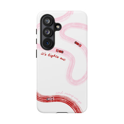 F1 Phone Case Pink and Red Painted "its lights out and away we go", Trendy F1 Gift, Formula 1 Gift, Cute F1 Phone Case, Unique Phone Case