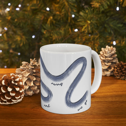 Blue F1 Painted It's Lights Out and Away We Go Mug, Unique Gift for Coffee Lovers, Whimsical Formula 1 Gift