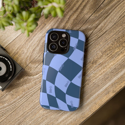 F1 Phone Case Blue Checkerboard Design, Trendy F1 Gift, Formula 1 Gift, Cute F1 Phone Case, Unique Formula One Phone Case
