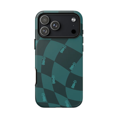 F1 Phone Case Teal Checkered Design, Trendy F1 Gift, Formula 1 Gift, Cute F1 Phone Case, Unique Formula One Phone Case