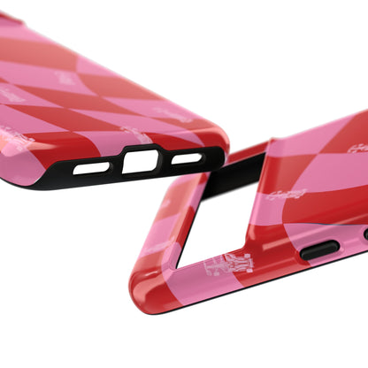 F1 Phone Case Pink and Red Checkerboard Design, Trendy F1 Gift, Girly Formula 1 Gift, Cute F1 Phone Case, Unique Formula One Phone Case