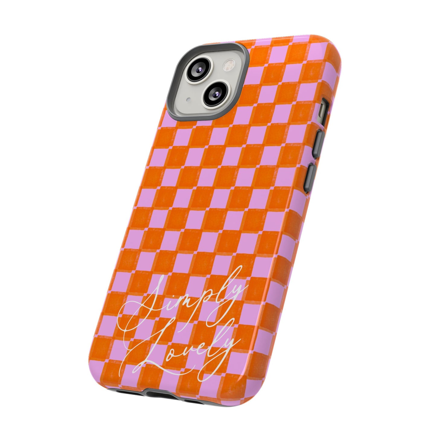 Simply Lovely Orange and Pink Checkered F1 Phone Case Design, Trendy F1 Gift, Formula 1 Gift, Cute F1 Phone Case