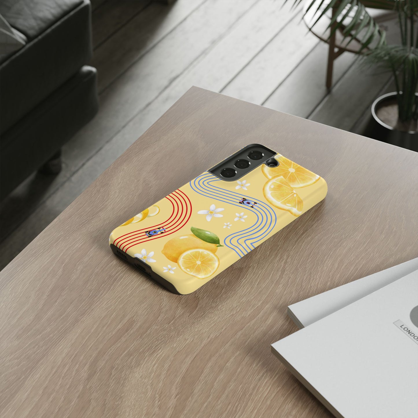 Yellow F1 Racing Bulls and Lemons Phone Case, Trendy F1 Gift, Formula 1 Gift, Cute Fruit F1 Phone Case, Unique Phone Case