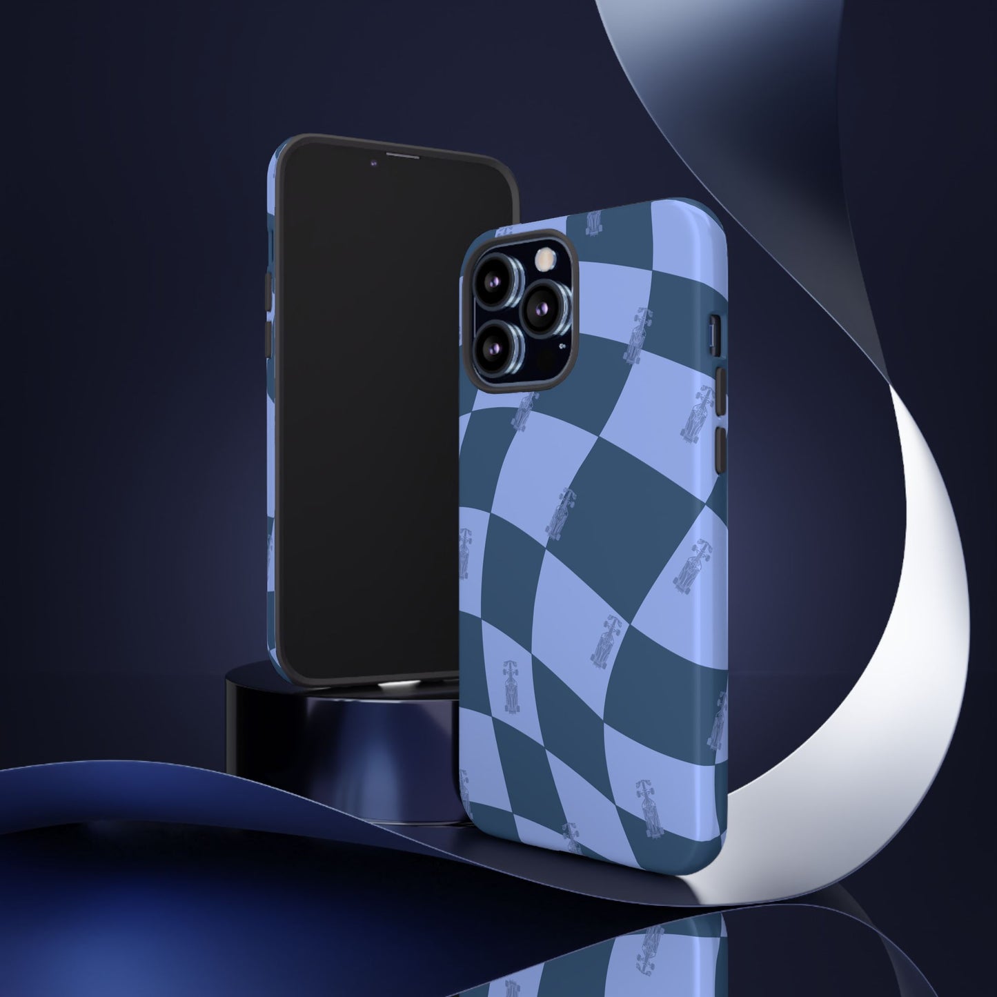 F1 Phone Case Blue Checkerboard Design, Trendy F1 Gift, Formula 1 Gift, Cute F1 Phone Case, Unique Formula One Phone Case